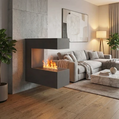 Glow Fire Schiller Wall Grau Wandmontierter Wasserdampfkamin – Realistischer Flammeneffekt